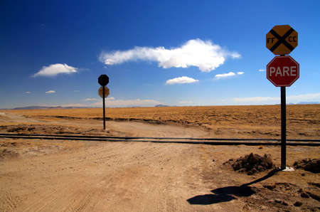 Remote road in central Bolivia South americaの写真素材