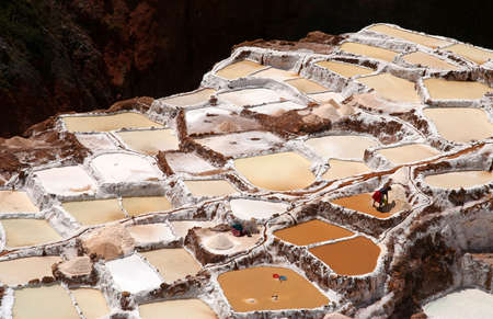Traditional salt mine ( salinas ) in Maras in Peruの写真素材