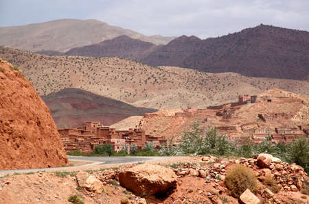 Small village in the middle of Atlas mountains, Moroccoの写真素材