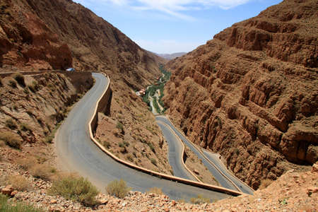 Winding road through impressive Dades gorge, Moroccoの写真素材