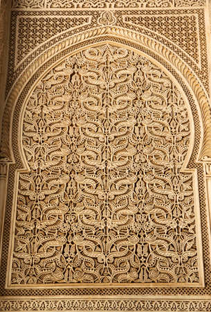 Beautiful artwork inside the Koranic School in Meknes, Moroccoのeditorial素材