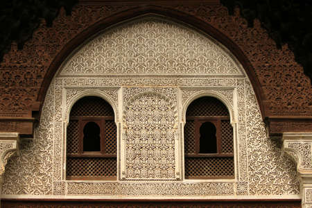 Beautiful artwork inside the Koranic School in Meknes, Moroccoのeditorial素材
