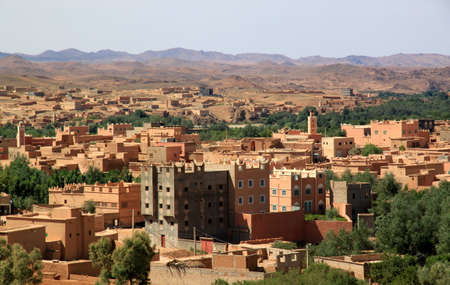 Moroccan city in the beautiful Rose Valley ( Vallee des Roses ), near Ouarzazate, arab, arabicのeditorial素材
