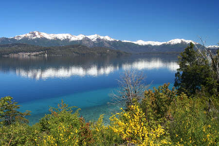 Beautiful lake in argentinian Lake District near Bariloche, Argentinaの写真素材