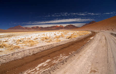 Desert road through remote part of southern Altiplanoの写真素材