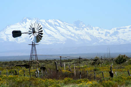 Abandoned farm near Mendoza in Argentina with Andes in the backgroundの写真素材