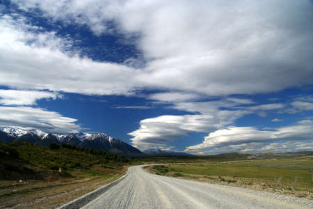 Scenic road going through southern Patagonia, Argentinaの写真素材