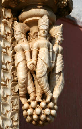 Detail of craftsmanship in one of the temples in Bikaner, Indiaの写真素材