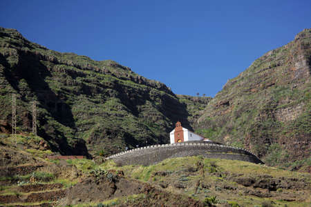 Church at Stunning and beautiful Valle Gran Rey on the island of La Gomera, one of the archipelago of Canary Islands, Spainの写真素材