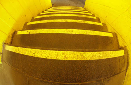 Yellow stairs outside London southbank apartments near Waterloo stationの写真素材
