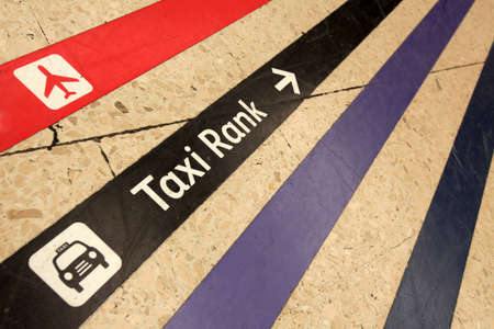 Colourful lines directing passengers towards various points from the station such as couch station,...