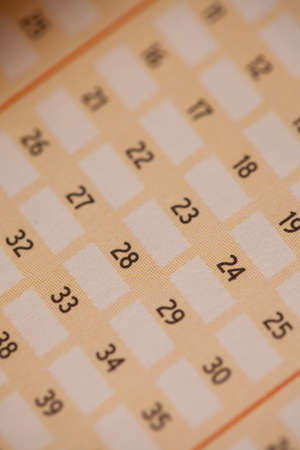 Empty slip with lottery numbers to be picked for a drawの写真素材