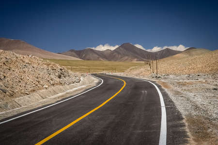 One of the most stunning mountain roads in the world - Karakorum Highway in Chinaの写真素材
