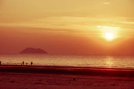 Spectacular sunset over the coast of Thailand near Krabiの写真素材