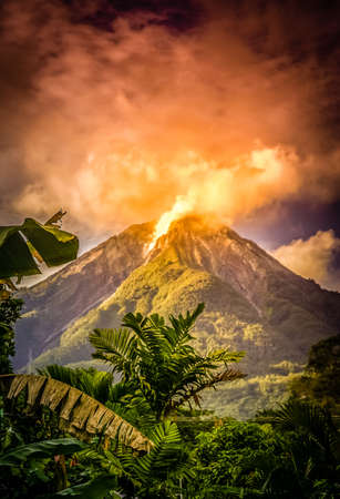 Active volcano on the Indonesian island Flores, Indonesiaの写真素材