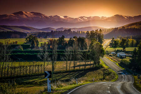 Panorama of beautiful Alps in New Zealand South Islandの写真素材