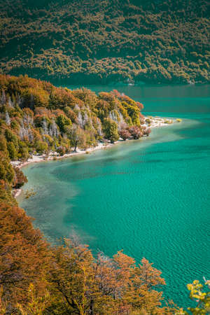 Beautiful lake in Los Alceres National Park, Argentinaの写真素材