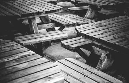 Empty tables outside traditional English pub in London, UKの写真素材