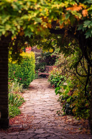 Stony pathway in a public park ( Rookery ) in Streatham in London, summerの写真素材