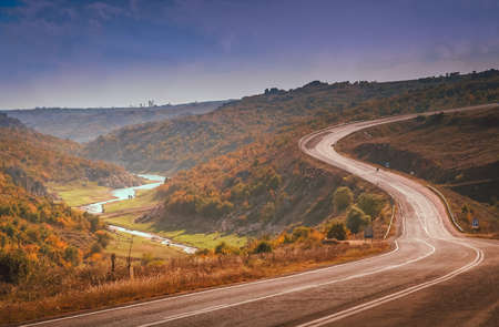 Winding mountain road in Turkey towards Istambulの写真素材