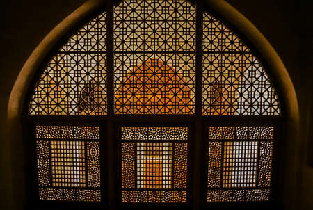 Baroque windows inside Kashan palace in Iranのeditorial素材