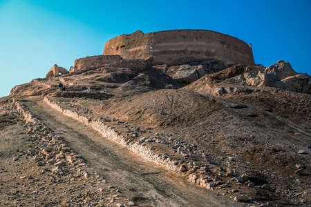 Towers of silence - old zoroastrian burial sites in Yazd, Iranの写真素材