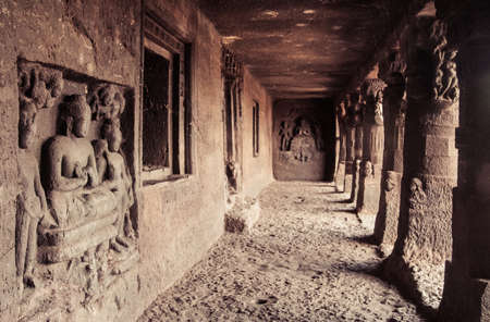 Aurangabad caves cut in a solid rock India