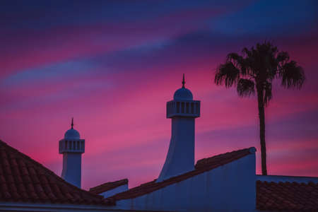 Dramatic sunset over residence in Maspalomas in Gran Canariaの写真素材