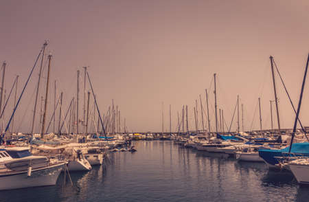 Yachts in the marina in the Puerto de Mogan a small fishing port in Gran Canaria  called the Venice of Canaries  Canary Islands Spainのeditorial素材