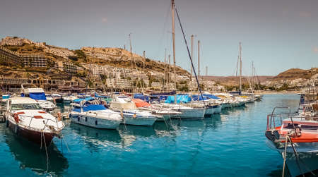 Yachts in the marina in the Puerto Rico Gran Canaria Canary Islands Spainのeditorial素材