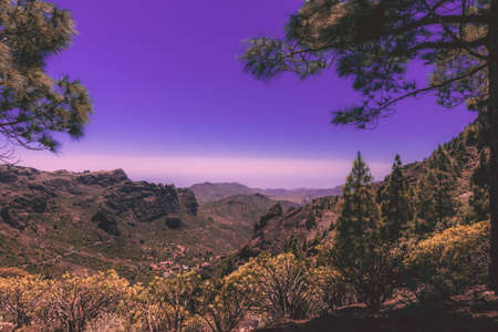 Stunning panorama of mountains in Gran Canaria Spainの写真素材