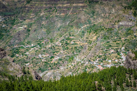 Homes on the slopes of mountains in Gran Canaria Spain