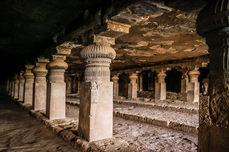 Ajanta caves cut in a solid rock Indiaの写真素材