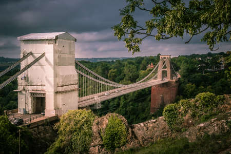 Clifton suspension bridge over river Avon in Bristol, England, UKの写真素材