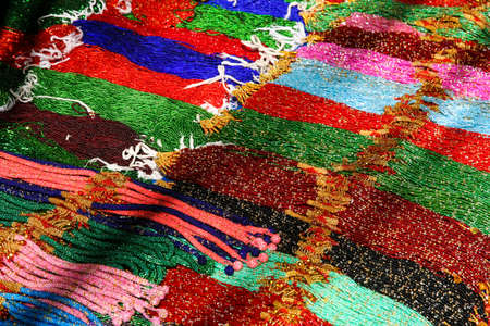 Colourful necklaces for sale on a souvenir stand in Tibetの写真素材