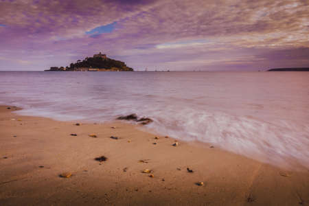 Abbey on top of the hill of St Michaels Mount, Marazion, Cornwall, Englandの写真素材