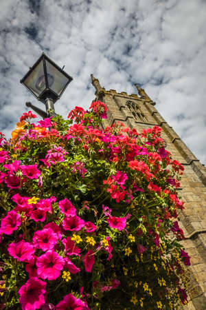 Clock tower of St Ia's Church in St. Ives, Cornwall, Englandの写真素材