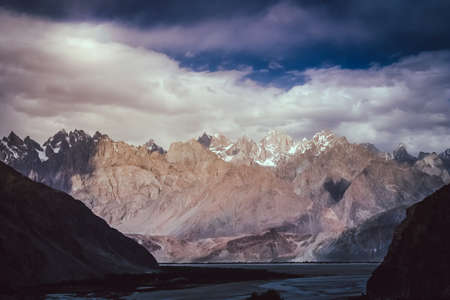 Beautiful mountain valley in the Karakorum near Khaplu in Central Karakorum National Parkの写真素材