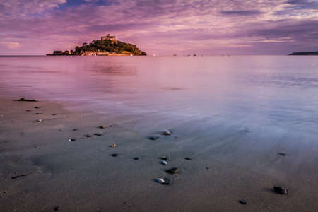 Abbey on top of the hill of St Michaels Mount, Marazion, Cornwall, Englandの写真素材