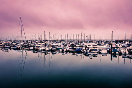 Boats in the Torquay Harbour, Cornwall, England, UK, Europeの写真素材