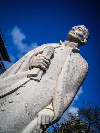 Sculpture of a  poet in Ponta Delgada, Sao Miguel island, Azores, Portugalのeditorial素材