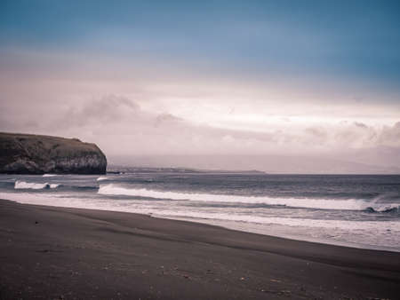 Cliffs of the stunningly beautiful coastline of Sao Miguel Island in the Azores, Portugalの写真素材