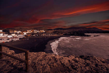 Dusk in Ajuy - popular fishing village on the Fuerteventura west coast, Parque Rural de Betancuria in Fuerteventura, Canary Island, Spainの写真素材