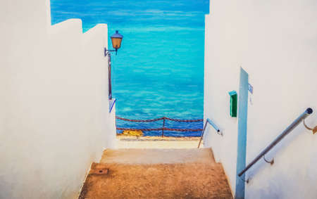 Playa Blanca backstreet impression, Canary Island, Spainの写真素材