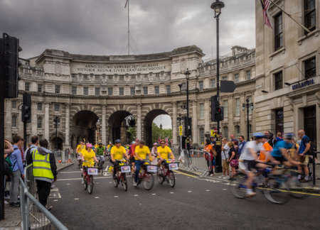 London, July 2016. Action during the Prudential Ride London Freecycle event in London UK that took place over the weekend on 30 and 31 July 2016のeditorial素材