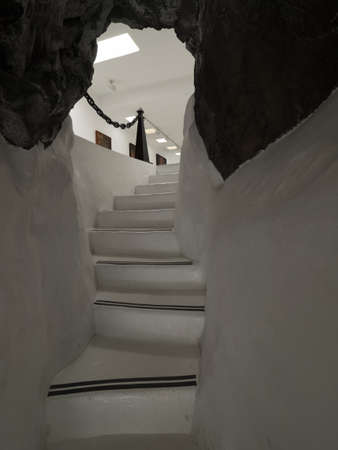 Lanzarote, Spain -  August 22, 2016:  Narrow passage inside the Cesar Marique Foundation in Tahiche, Lanzarote, Canary Islands, Spainのeditorial素材