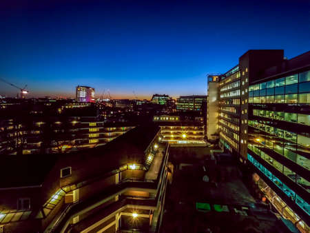 Nightfall over the northern part of London, England, UK