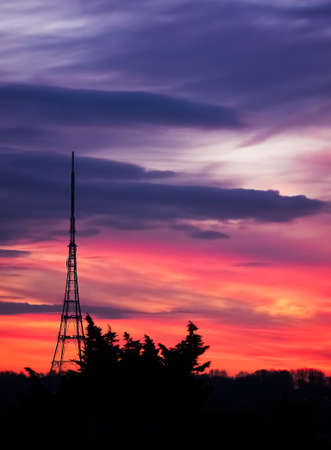 Crystal Palace transmitting station at dusk, Bromley, London, UKのeditorial素材