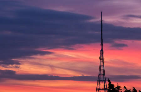 Crystal Palace transmitting station at dusk, Bromley, London, UKのeditorial素材