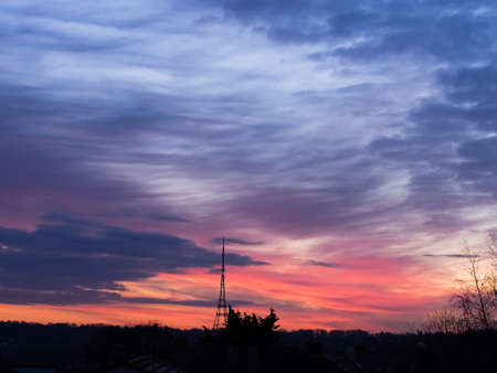 Crystal Palace transmitting station at dusk, Bromley, London, UKのeditorial素材